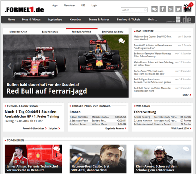 Formel1.de-Homepage