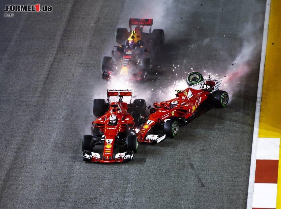 Foto zur News: Kimi Räikkönen, Max Verstappen, Sebastian Vettel