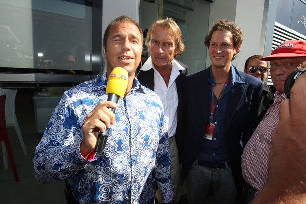 Kai Ebel in Italien mit Luca di Montezemolo und Niki Lauda