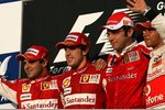 Gallerie: Felipe Massa (Ferrari), Fernando Alonso (Ferrari), Stefano Domenicali (Teamchef) und Lewis Hamilton (McLaren)