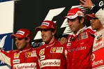 Gallerie: Felipe Massa (Ferrari), Fernando Alonso (Ferrari), Stefano Domenicali (Teamchef) und Lewis Hamilton (McLaren)