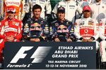 Foto zur News: Die Titelkandidaten vor dem Rennen: Fernando Alonso (Ferrari), Mark Webber (Red Bull), Sebastian Vettel (Red Bull) und Lewis Hamilton (McLaren)