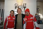 Foto zur News: Felipe Massa, Luca di Montezemolo (Präsident) und Fernando Alonso (Ferrari)