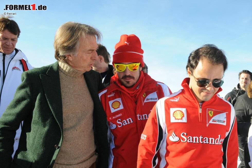 Foto zur News: Luca di Montezemolo (Präsident), Fernando Alonso und Felipe Massa (Ferrari)