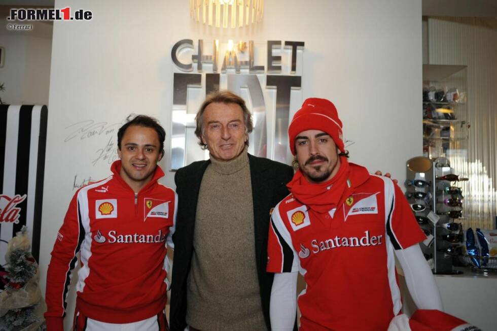 Foto zur News: Felipe Massa, Luca di Montezemolo (Präsident) und Fernando Alonso (Ferrari)
