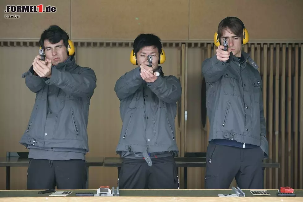 Foto zur News: Sergio Perez, Kamui Kobayashi und Esteban Gutierrez (Sauber)