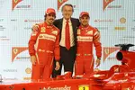 Foto zur News: Fernando Alonso, Luca di Montezemolo (Präsident) und Felipe Massa