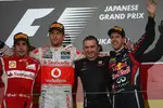 Gallerie: Fernando Alonso (Ferrari), Jenson Button (McLaren) und Sebastian Vettel (Red Bull)