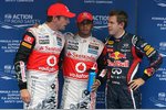 Gallerie: Jenson Button (McLaren), Lewis Hamilton (McLaren) und Sebastian Vettel (Red Bull)