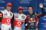 Gallerie: Jenson Button (McLaren), Lewis Hamilton (McLaren) und Sebastian Vettel (Red Bull)