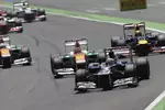 Foto zur News: Pastor Maldonado (Williams), Nico Hülkenberg (Force India) und Mark Webber (Red Bull)