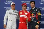 Foto zur News: Michael Schumacher (Mercedes), Fernando Alonso (Ferrari) und Mark Webber (Red Bull)