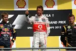 Gallerie: Das Podest in Spa-Francorchamps: Sebastian Vettel (Red Bull), Jenson Button (McLaren) und Kimi Räikkönen (Lotus)