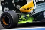 Foto zur News: Der Caterham von Giedo van der Garde wurde mit der sogennanten FlowViz-Farbe angestrichen, die Luftströmungen sichtbar macht