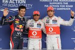 Foto zur News: Die Schnellsten im Qualifying: Lewis Hamilton (McLaren), Jenson Button (McLaren) und Mark Webber (Red Bull)