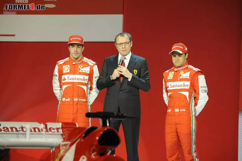 Foto zur News: Fernando Alonso, Stefano Domenicali und Felipe Massa (Ferrari)