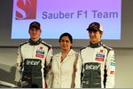 Foto zur News: Nico Hülkenberg (Sauber), Monisha Kaltenborn und Esteban Gutierrez (Sauber)