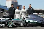 Foto zur News: Toto Wolff, Lewis Hamilton, Nico Rosberg und Ross Brawn (Mercedes)