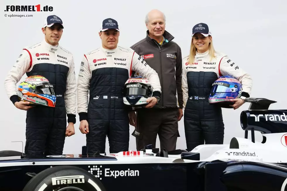 Foto zur News: Pastor Maldonado (Williams), Valtteri Bottas (Williams) und Susie Wolff (Williams)