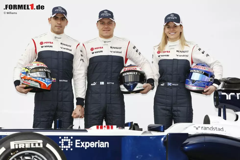 Foto zur News: Pastor Maldonado, Valtteri Bottas und Susie Wolff (Williams)