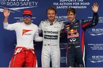 Gallerie: Die ersten Drei im Qualifying: Nico Rosberg (Mercedes), Sebastian Vettel (Red Bull) und Fernando Alonso (Ferrari)