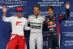 Gallerie: Die ersten Drei im Qualifying: Nico Rosberg (Mercedes), Sebastian Vettel (Red Bull) und Fernando Alonso (Ferrari)