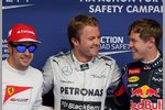 Gallerie: Fernando Alonso (Ferrari), Nico Rosberg (Mercedes) und Sebastian Vettel (Red Bull)
