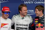 Gallerie: Fernando Alonso (Ferrari), Nico Rosberg (Mercedes) und Sebastian Vettel (Red Bull)