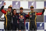 Gallerie: Das Podest im Rennen in Bahrain: Sebastian Vettel (Red Bull), Kimi Räikkönen (Lotus) und Romain Grosjean (Lotus)