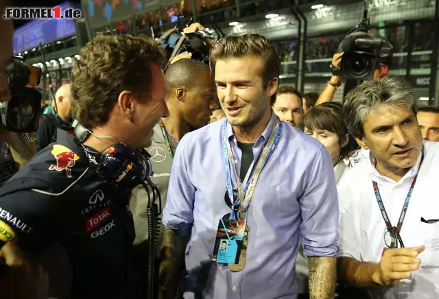 Foto zur News: David Beckham im Gespräch mit Red-Bull-Teamchef Christian Horner