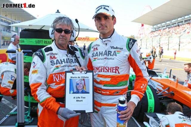 Foto zur News: Auch Sutil gedachte - wie alle seine Kollegen - vor dem Start der plötzlich verstorbenen Ex-Formel-1-Testfahrerin Maria de Villota.