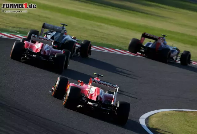 Schließlich fuhr die Scuderia allen voran den Red Bull und Lotus-Ass Romain Grosjean hinterher. Foto zur News: Schließlich fuhr die Scuderia allen voran den Red Bull und Lotus-Ass Romain Grosjean hinterher.