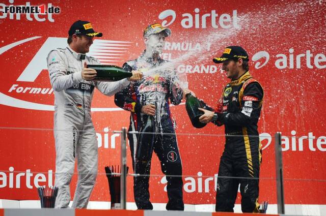 Foto zur News: Sebastian Vettel ist viermaliger Formel-1-Weltmeister! In Indien machte der Deutsche den Sack vorzeitig zu.