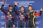 Gallerie: Sebastian Vettel (Red Bull) wieder auf der Pole-Position, Mark Webber (Red Bull) und Romain Grosjean (Lotus) dahinter