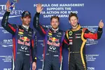 Gallerie: Sebastian Vettel (Red Bull) wieder auf der Pole-Position, Mark Webber (Red Bull) und Romain Grosjean (Lotus) dahinter