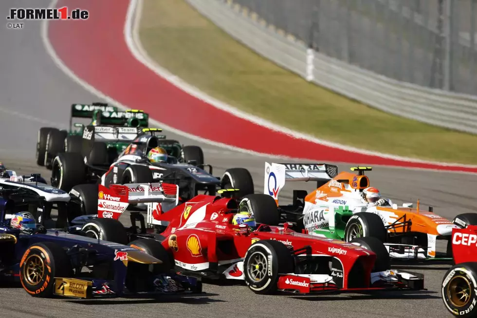 Foto zur News: Adrian Sutil (Force India), Felipe Massa (Ferrari), Jean-Eric Vergne (Toro Rosso) und Esteban Gutierrez (Sauber)