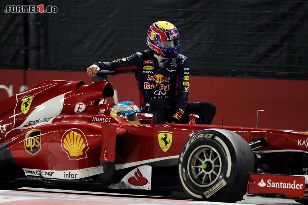 Foto zur News: Taxifahrt in Singapur 2013: Fernando Alonso wollte Mark Webber zu Ferrari holen. Jetzt durch die bewegte Karriere von &amp;quot;Aussie Grit&amp;quot; klicken!