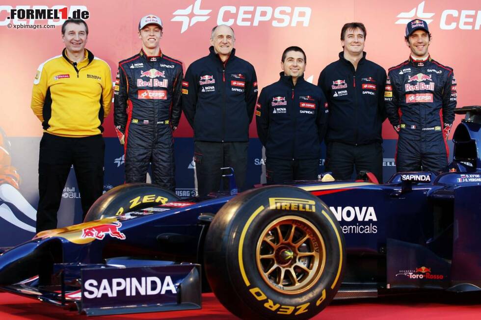 Foto zur News: Rob White (Renault), Daniil Kwjat, Franz Tost, James Key und Jean-Eric Vergne (Toro Rosso