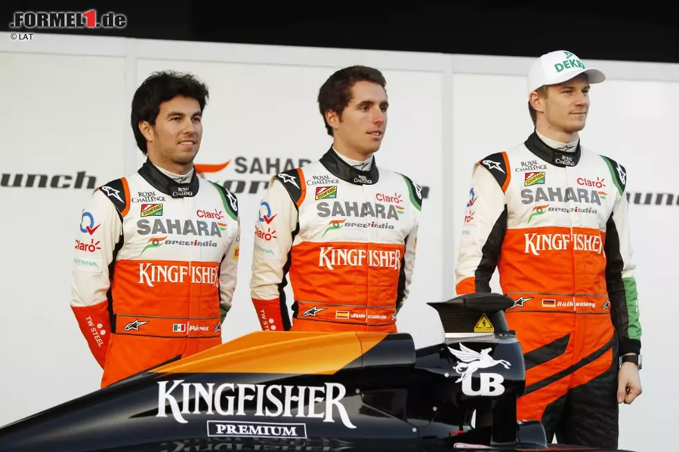 Foto zur News: Sergio Perez (Force India), Daniel Juncadella und Nico Hülkenberg (Force India)