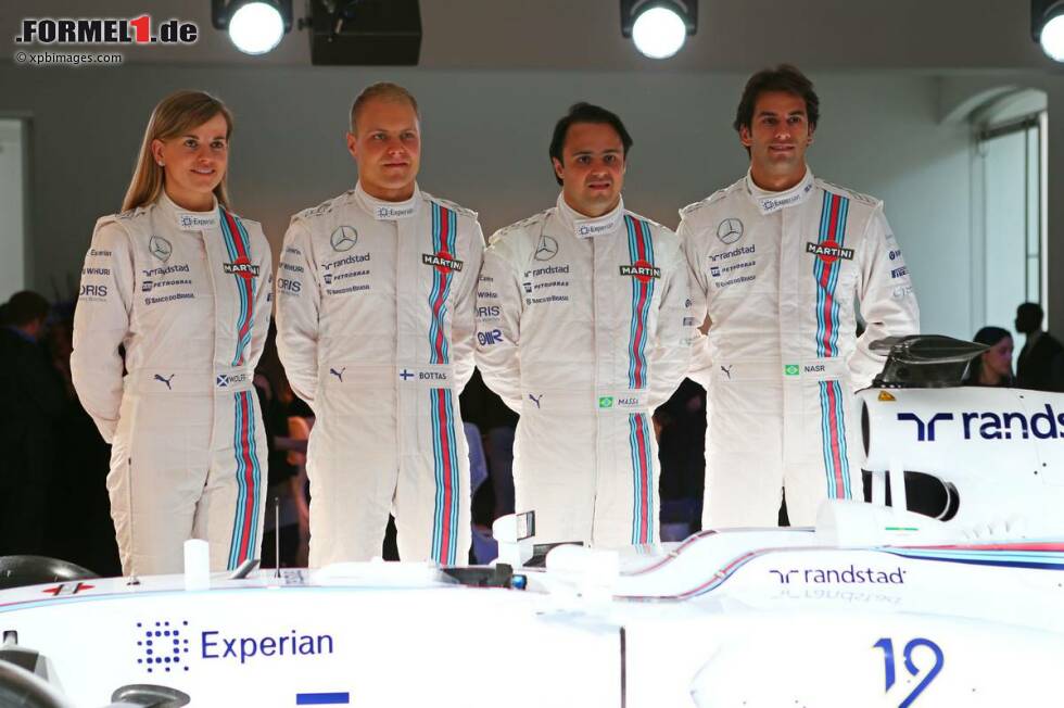 Foto zur News: Susie Wolff, Valtteri Bottas (Williams), Felipe Massa (Williams) und Felipe Nasr
