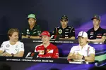 Foto zur News: Donnerstags-Pressekonferenz mit Nico Rosberg (Mercedes), Kamui Kobayashi (Caterham), Kimi Räikkönen (Ferrari), Pastor Maldonado (Lotus), Valtteri Bottas (Williams) und Daniil Kwjat (Toro Rosso)