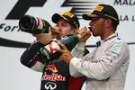 Foto zur News: Sebastian Vettel (Red Bull) und Lewis Hamilton (Mercedes)