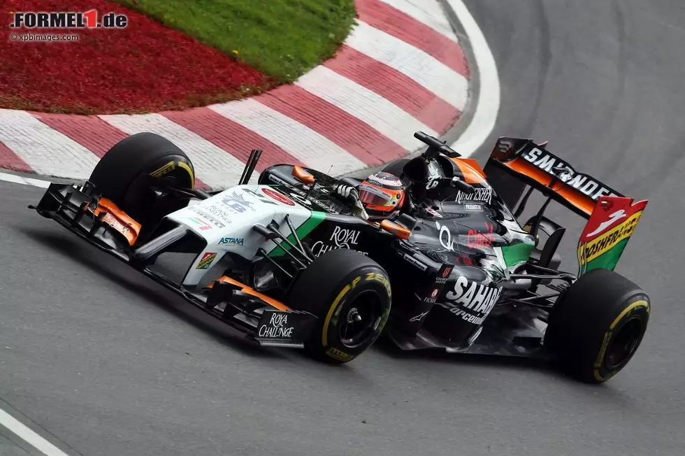 Schauen wir noch auf die weiteren zwei Deutschen im Feld. Da ist zum einen Nico Hülkenberg, der im Force India mit 1,594 Sekunden Abstand auf dem 13. Rang fuhr. Foto zur News: Schauen wir noch auf die weiteren zwei Deutschen im Feld. Da ist zum einen Nico Hülkenberg, der im Force India mit 1,594 Sekunden Abstand auf dem 13. Rang fuhr.