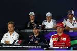 Foto zur News: FIA-Pressekonferenz mit Nico Hülkenberg (Force India), Kevin Magnussen (McLaren), Adrian Sutil (Sauber), Nico Rosberg (Mercedes), Sebastian Vettel (Red Bull) und Kimi Räikkönen (Ferrari)