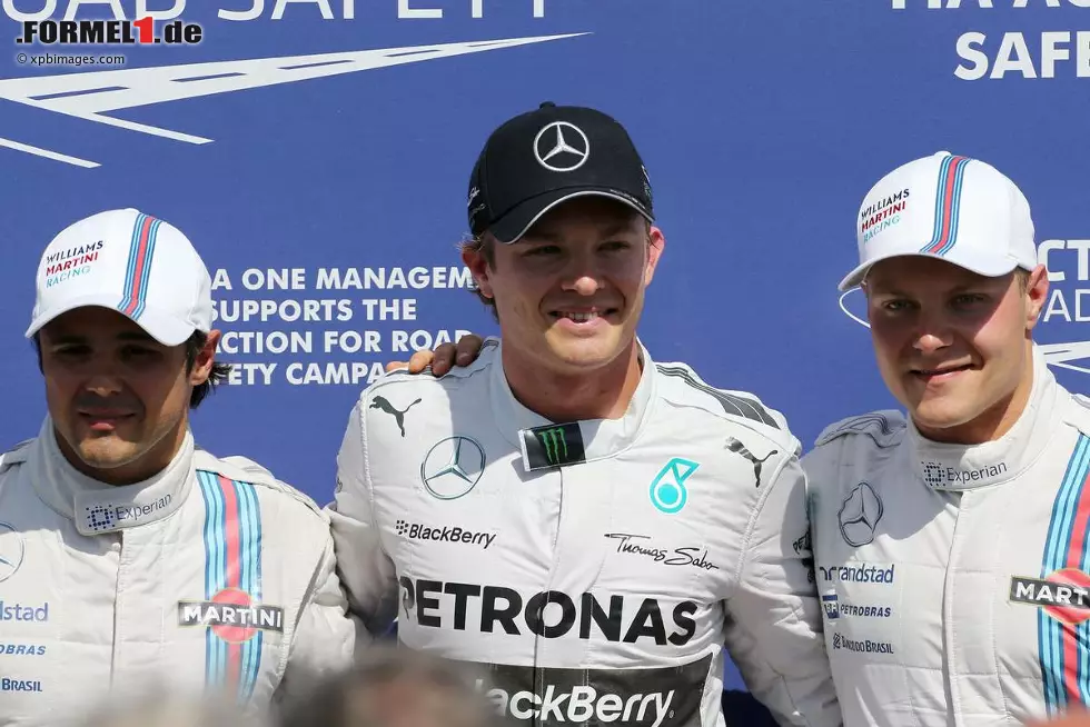 Foto zur News: Felipe Massa (Williams), Nico Rosberg (Mercedes) und Valtteri Bottas (Williams)