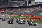 Nico Rosberg (Mercedes), Valtteri Bottas (Williams), Felipe Massa (Williams) und Kevin Magnussen (McLaren) 