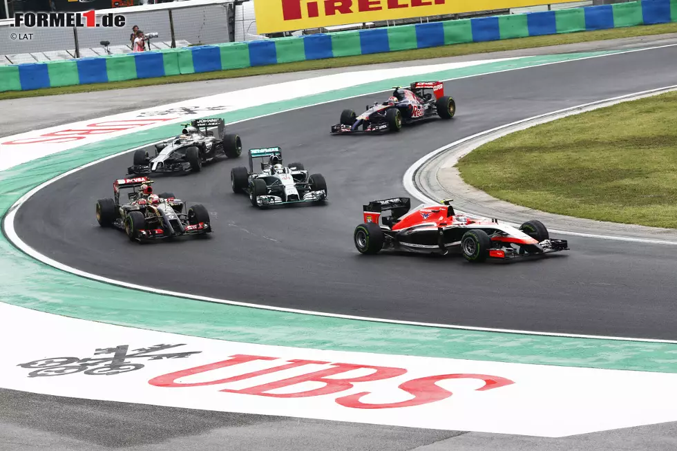 Max Chilton (Marussia), Lewis Hamilton (Mercedes), Pastor Maldonado (Lotus), Kevin Magnussen (McLaren) und Daniil Kwjat (Toro Rosso) Foto zur News: Max Chilton (Marussia), Lewis Hamilton (Mercedes), Pastor Maldonado (Lotus), Kevin Magnussen (McLaren) und Daniil Kwjat (Toro Rosso)