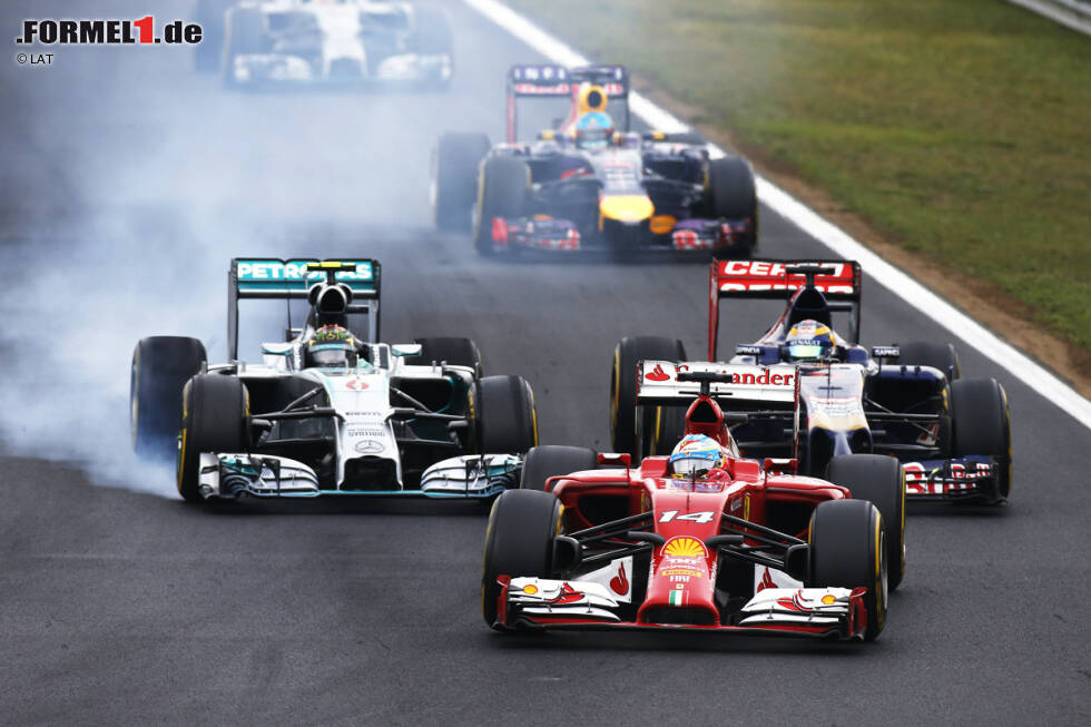 Foto zur News: Fernando Alonso (Ferrari), Nico Rosberg (Mercedes) und Jean-Eric Vergne (Toro Rosso)