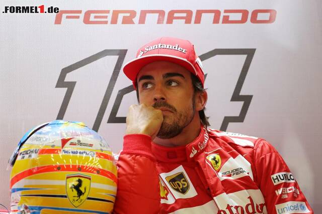 Foto zur News: Bei Fernando Alonso - wie auch bei den anderen Ferrari-Leuten - waren die Gesicherte heute doch etwas länger und das, obwohl der Spanier mit 0,741 Sekunden Rückstand Dritter wurde. Aber vielleicht war er da schon mit ganz leichtem Auto unterwegs...