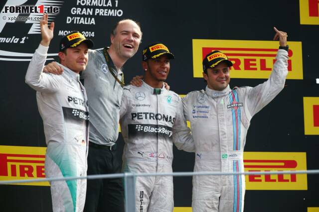 Foto zur News: Lewis Hamilton (Mercedes) gewinnt in Monza vor Nico Rosberg (Mercedes) und Felipe Massa (Williams)
